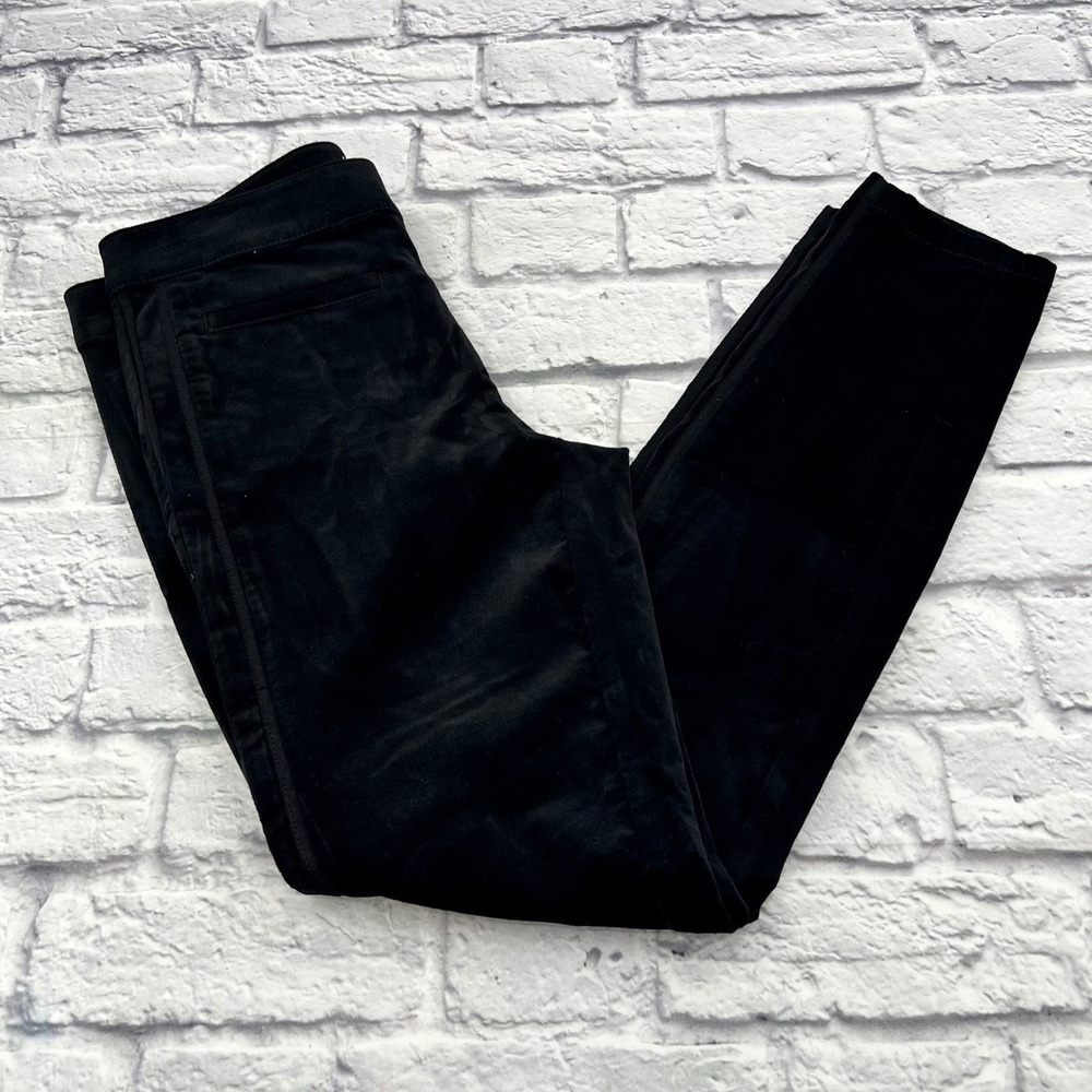 LOFT Black Velvet Dress Pant Women Size 4 Slim Tuxedo Side Stripe Career Trouser